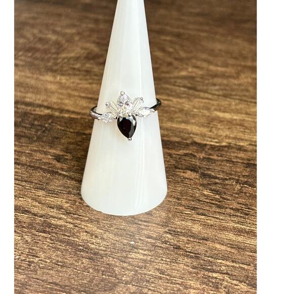 Bomb Party RBP7587 In Perfect Harmony Black Onyx Cubic Zirconia Rhodium Sz7 - Picture 1 of 5